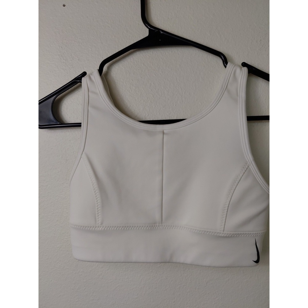 Nike Swoosh Dri-Fit High Support Sports Bra Adjustable‎  Back Size Medium White